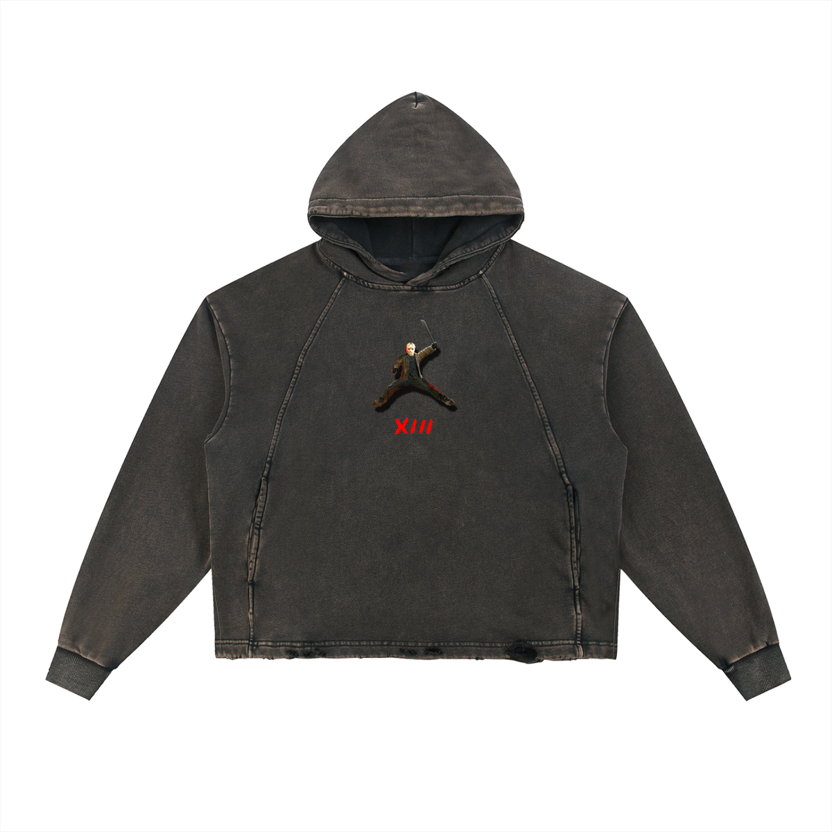 Killer J Frayed-Hem Hoodie Vintage Washed