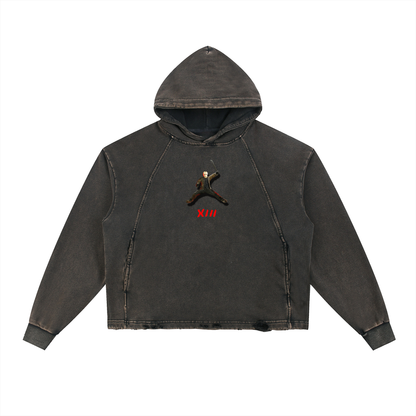 Killer J Frayed-Hem Hoodie Vintage Washed