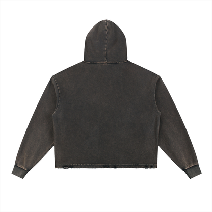Killer J Frayed-Hem Hoodie Vintage Washed