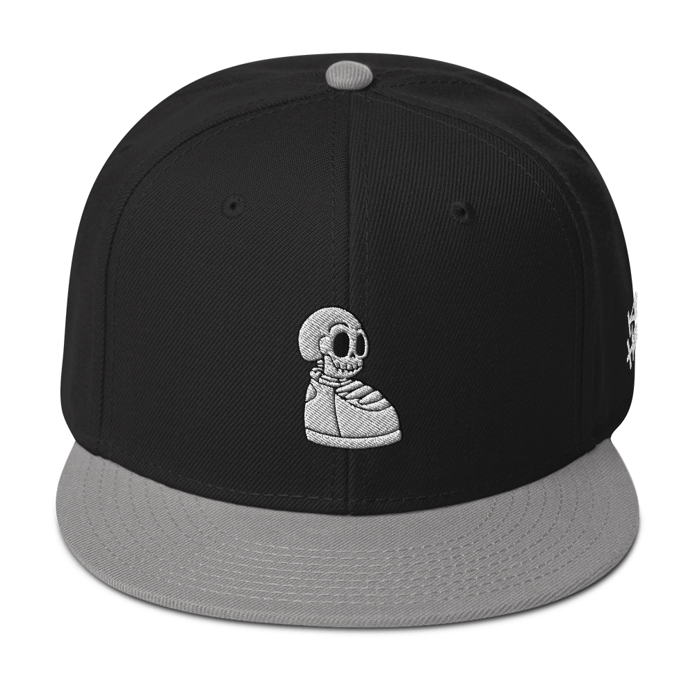 KICK HEADZ Logo Black Snapback Hat w/Grey Brim