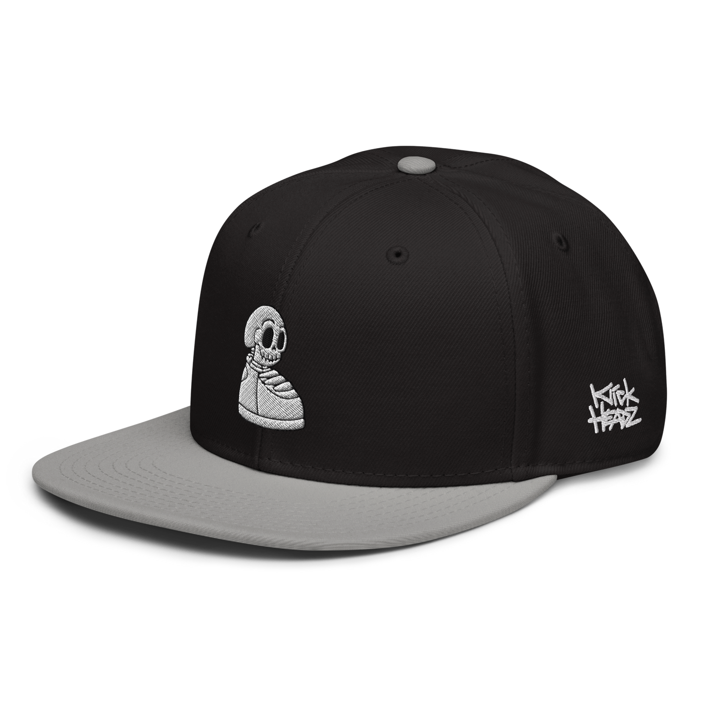 KICK HEADZ Logo Black Snapback Hat w/Grey Brim
