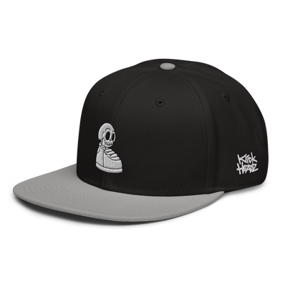 KICK HEADZ Logo Black Snapback Hat w/Grey Brim