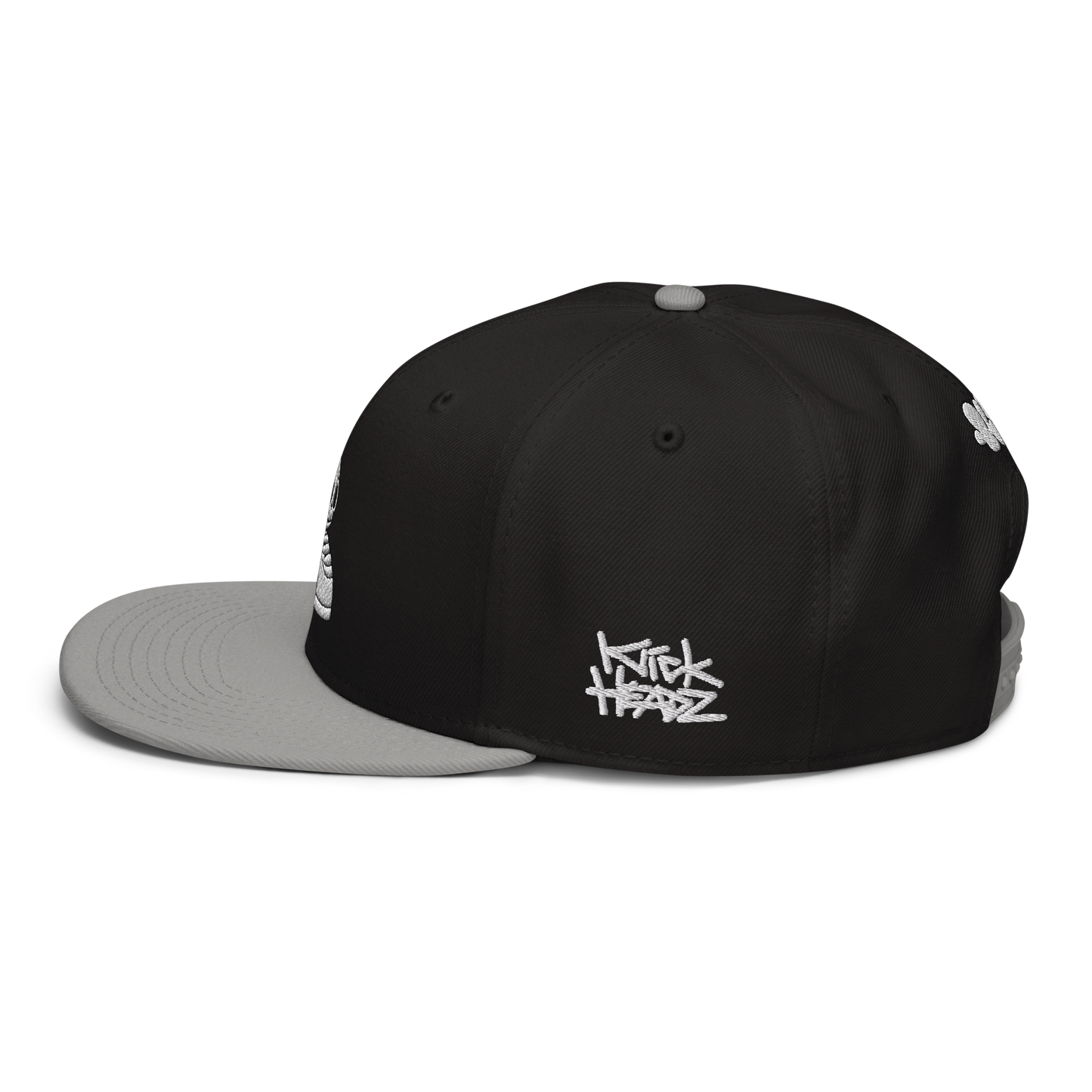 KICK HEADZ Logo Black Snapback Hat w/Grey Brim
