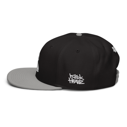 KICK HEADZ Logo Black Snapback Hat w/Grey Brim