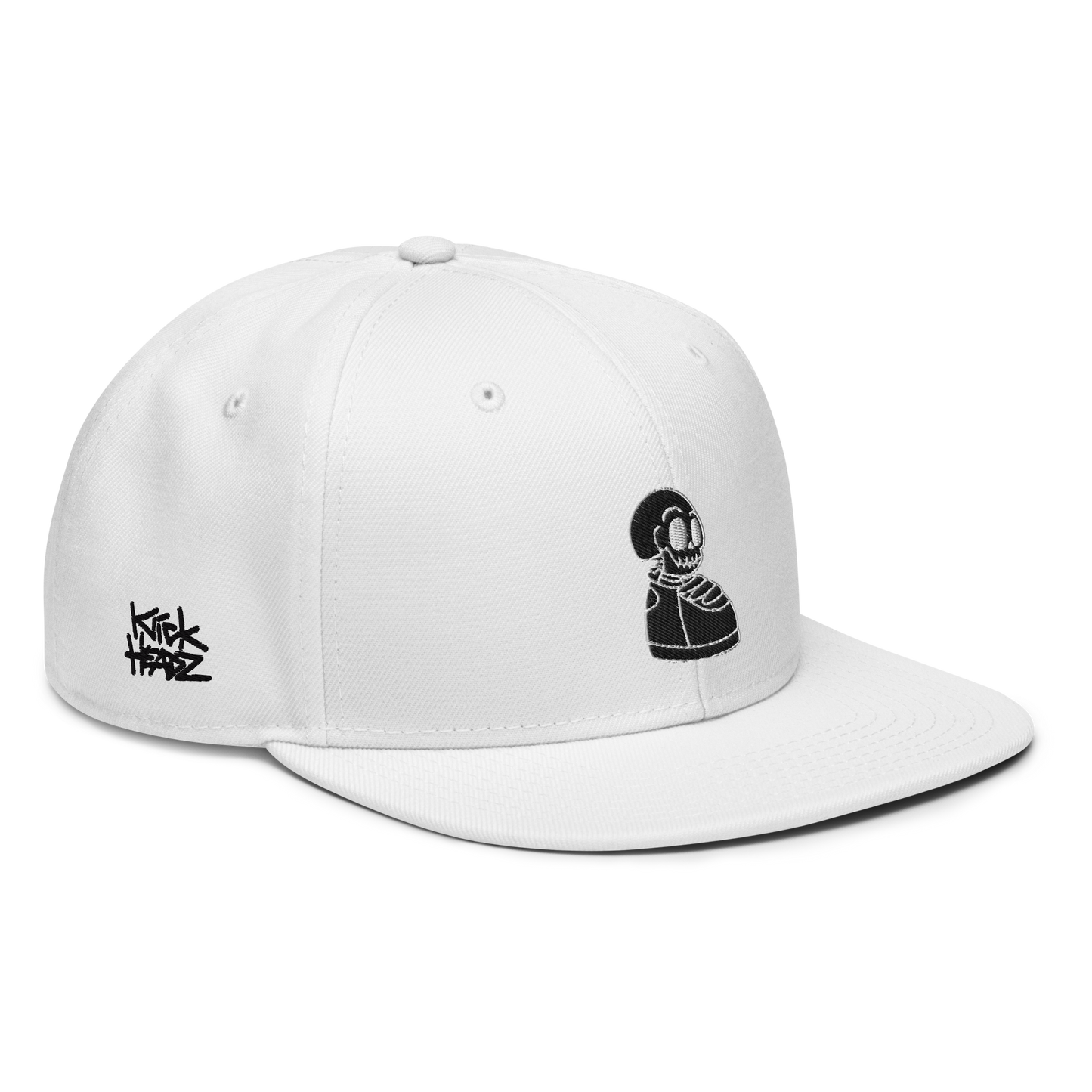 Kick Headz Black out Logo on White Snapback Hat