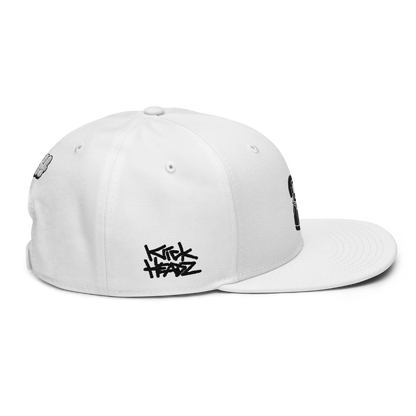 Kick Headz Black out Logo on White Snapback Hat